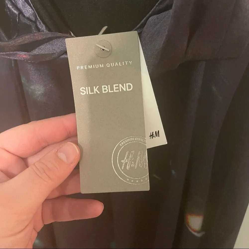 NWT H&M size 2 gorgeous blue purple silk blend dress gown with draped back! - Picture 6 of 13